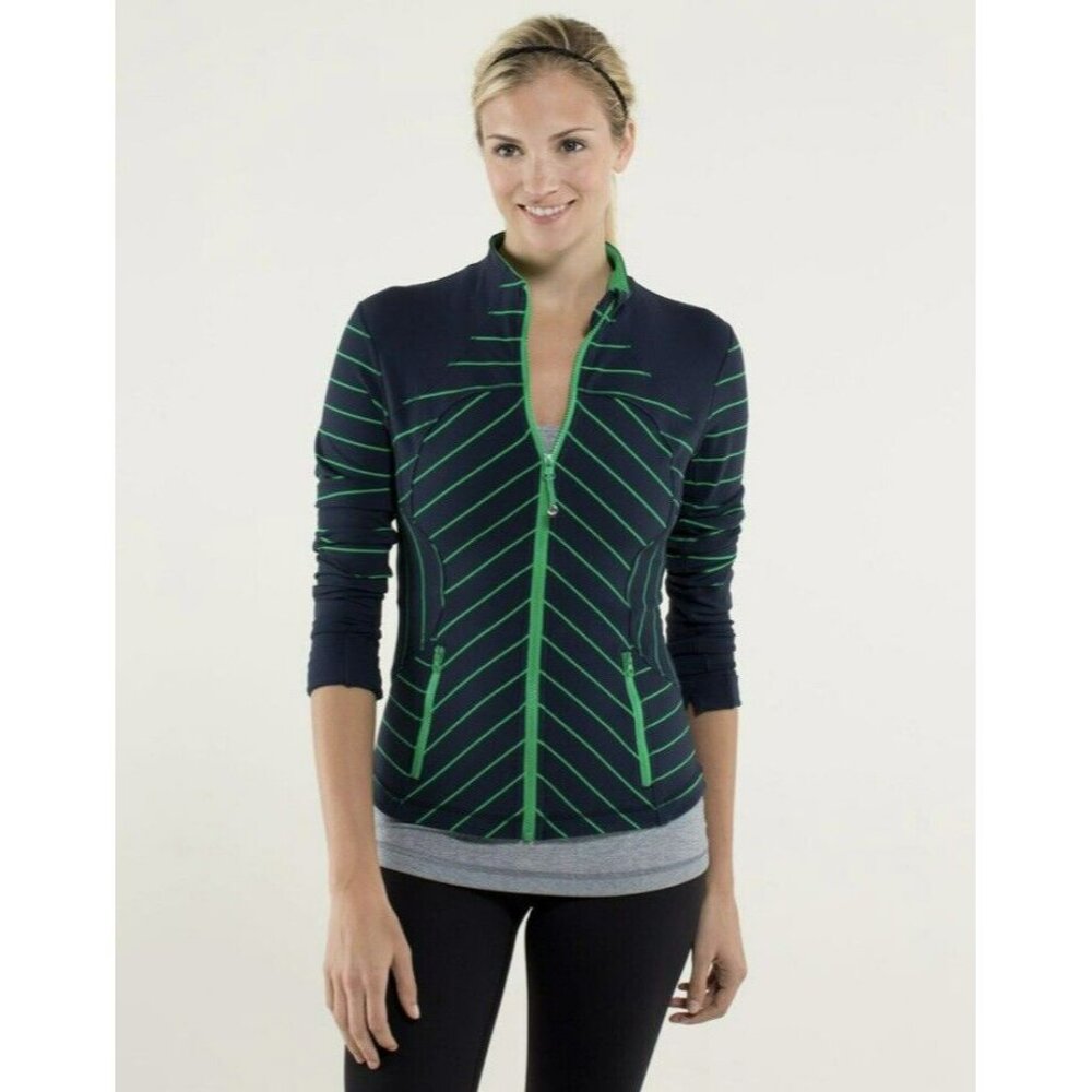 Lululemon Forme Jacket *Cuffins Slalom Stripe Inkwell Size 4 EUC - Picture 1 of 4